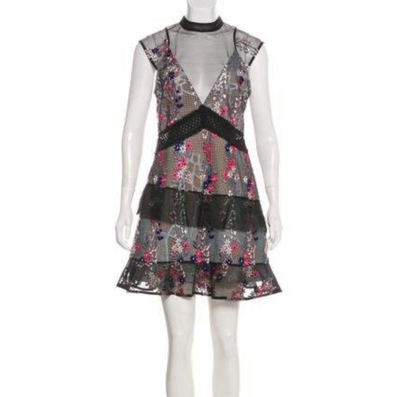 Self-Portrait Floral Mesh Overlay dress - Picture 1 of 3